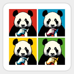 Pop Look Down Panda - Funny Panda Art Sticker